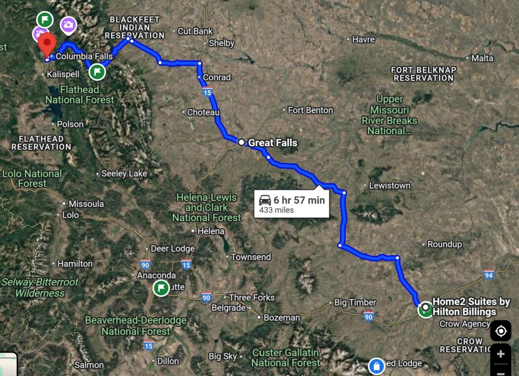 Note 83 – Montana Adventure – Travel to Columbia Falls